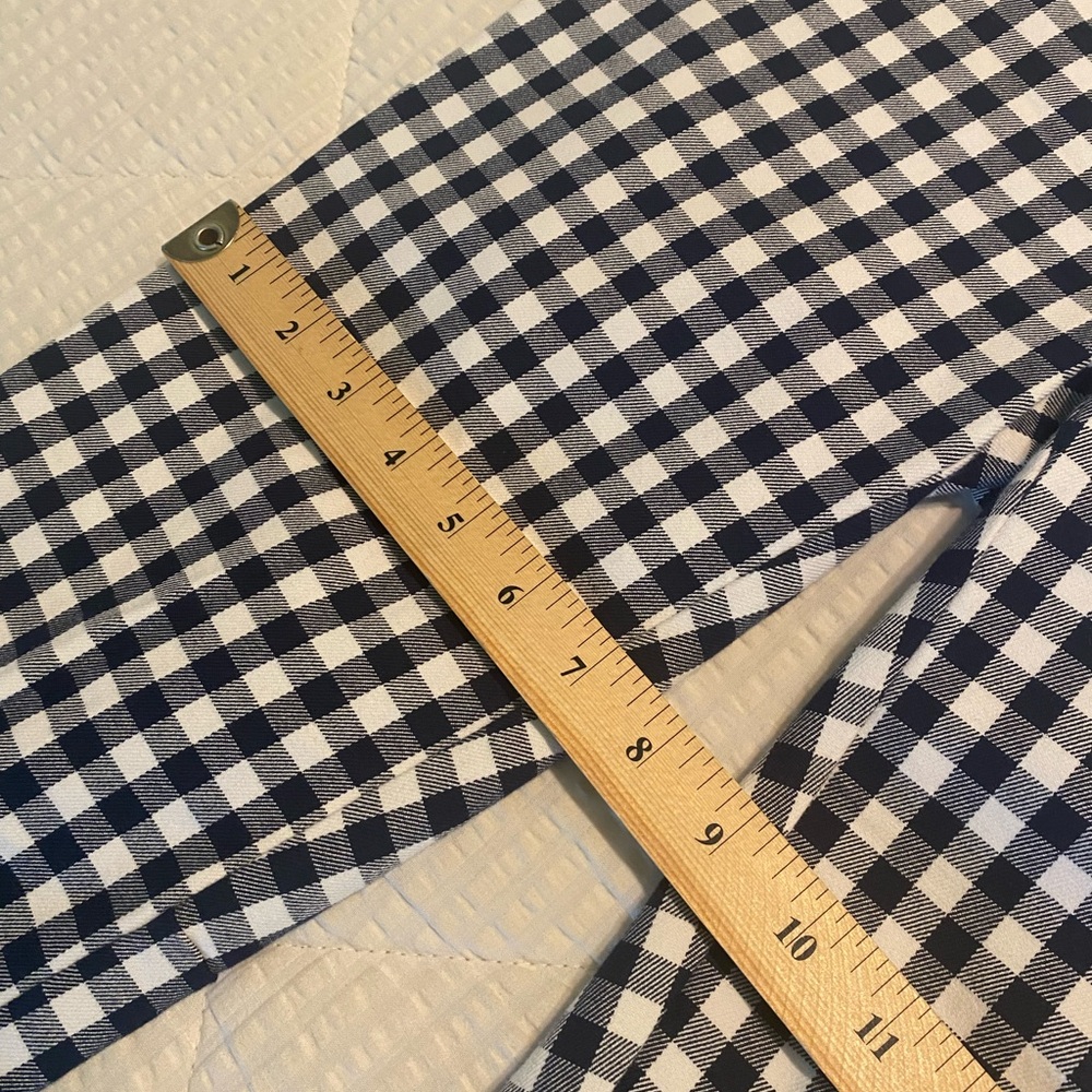 J. Crew Factory Navy Gingham Winnie Ankle Cotton Stretch Preppy Pants Size 0 - Picture 6 of 15